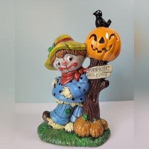 Vintage 1983 Halloween Ceramic Scarecrow JOL Pumpkins For Sale Figure Fall Decor